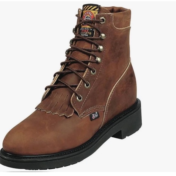 Justin Boots Shoes - NWOB Justin L0774 Double Comfort Aged Bark Brown Medium Round Steel Toe Boot 6